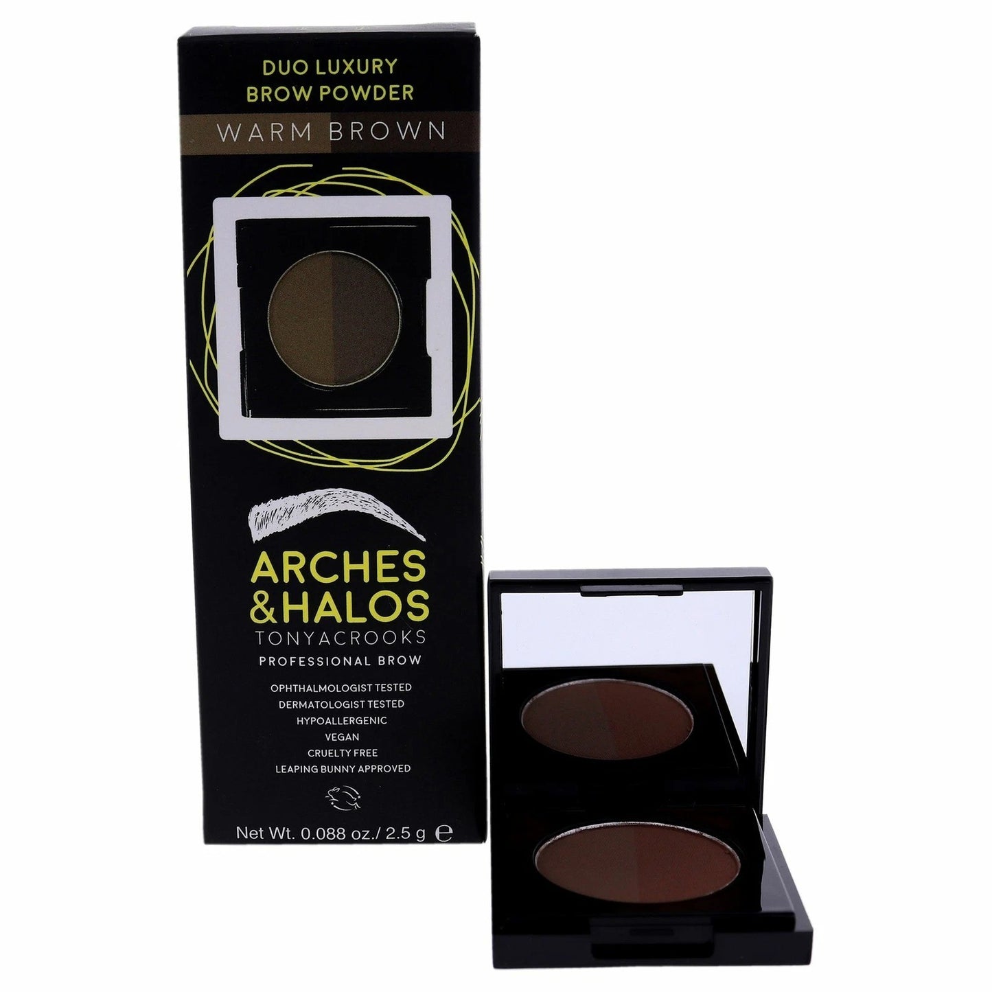 Arches Halos Duo Luxury Brow Powder Eyebrow Shaper Warm Brown - 0.1 oz