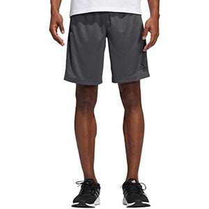 adidas Mens 3 Stripe Shorts with Zipper Pockets (Grey Six/Black, Large)