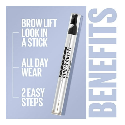 Maybelline Tattoo Studio Brow Fade and Smudge Resistant Lift Stick, Deep Brown