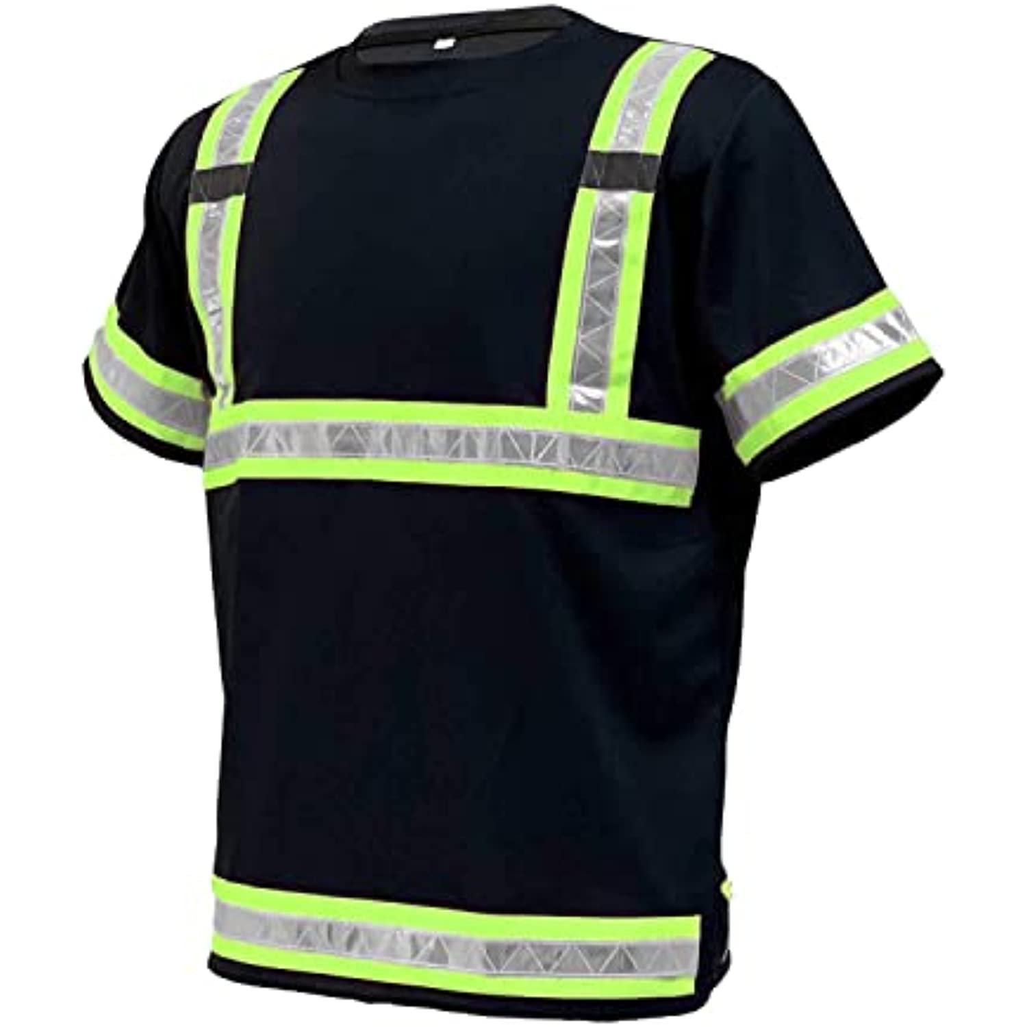 Reflective Safety Work Shirts for Men - High Visibility Short Sleeve T Shirts ANSI Class 3 Gear with Reflective Tape