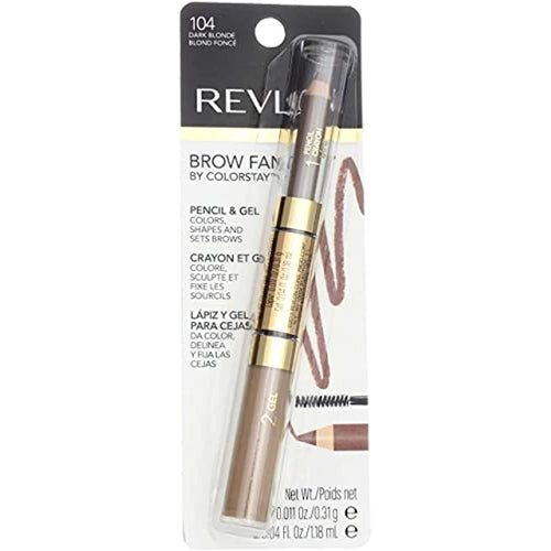 Revlon Brow Fantasy Pencil & Gel, Dark Blonde [104], 0.04 oz (Packs of 2)