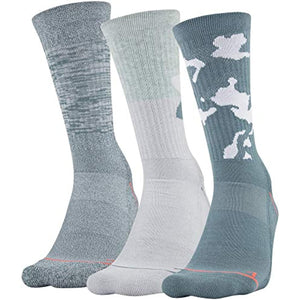 Under Armour Men's Phenom Crew Socks, 3-Pairs , Lichen Blue/Halo Gray , Large