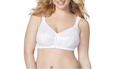 JUST MY SIZE womens Easy on Front Close Wirefree Mj1107 Bras, White, 44B US
