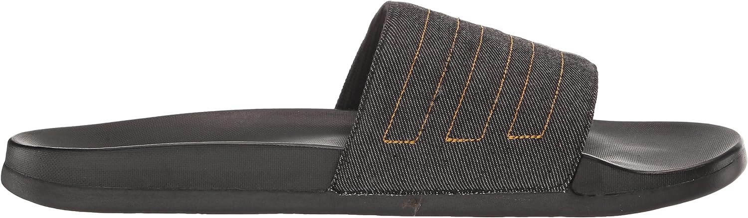 adidas Unisex Adilette Comfort Slide Sandal, Core Black/Preloved Yellow/Core Black, 18 US Men