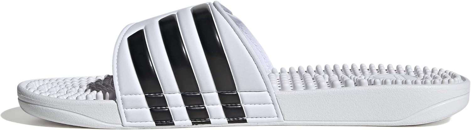 adidas Unisex Adissage Slides Sandal, White/Black/White, 15 US Men