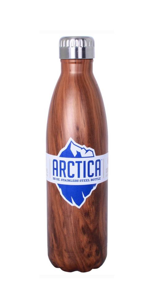 Arctica The Brave Elements Stainless Steel Water Bottle Teak Wood Finish 25 oz.