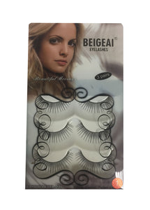Beigeai Natural Fashion Perfect Elegant False Eyelashes Black 3-Pairs, #1