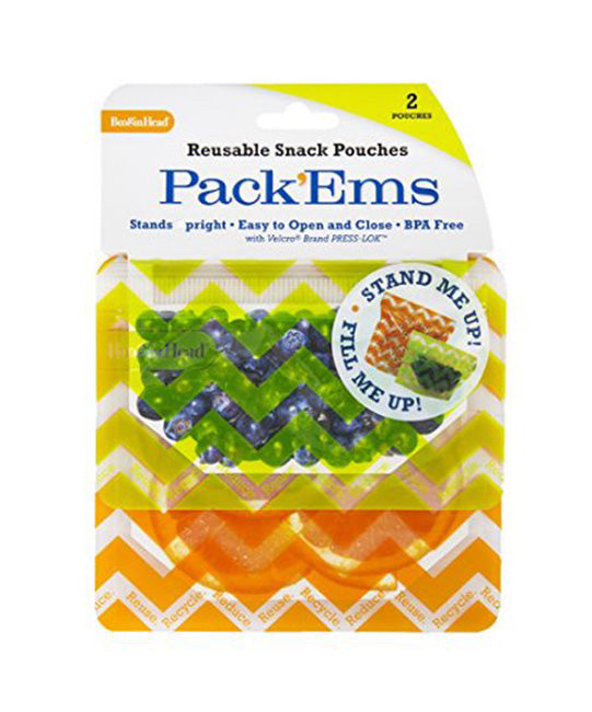 BooginHead Reusable Snack Pouches Pack'Ems 2-Pack 1 Small & 1 Large
