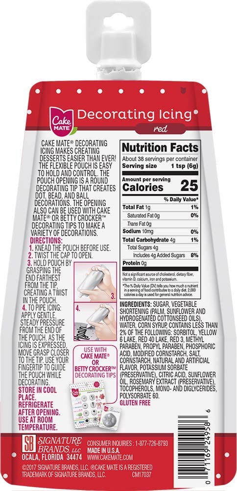Cake Mate CM249-58 Decorating Icing, 8oz, Red