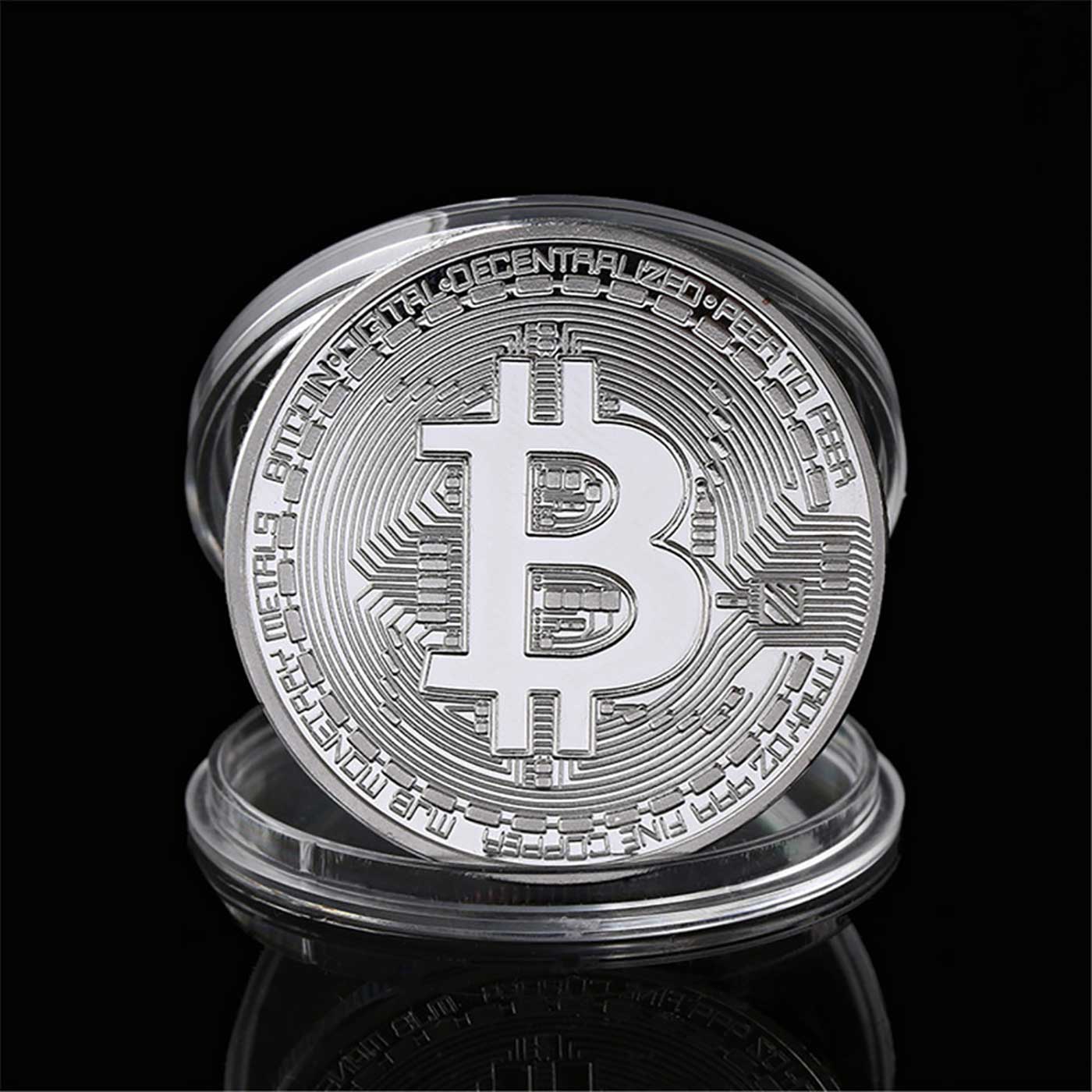 Bitcoin Gold & Silver Gift Set Collectors Edition 40mm Coin Includes a Keychain