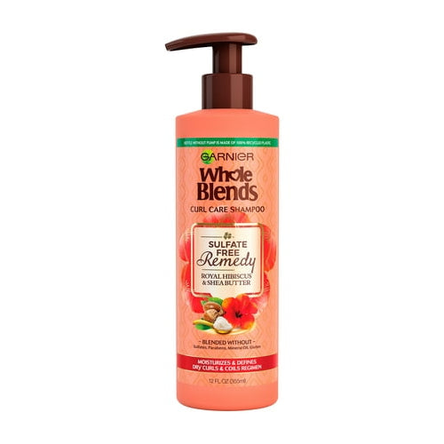 Garnier Whole Blends Curl Care Shampoo with Royal Hibiscus and Shea Butter, 12 fl oz