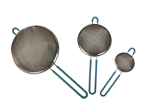 Diamond Kitchenware Fine Stainless Steel Food Strainer Set of 3 - Aqua