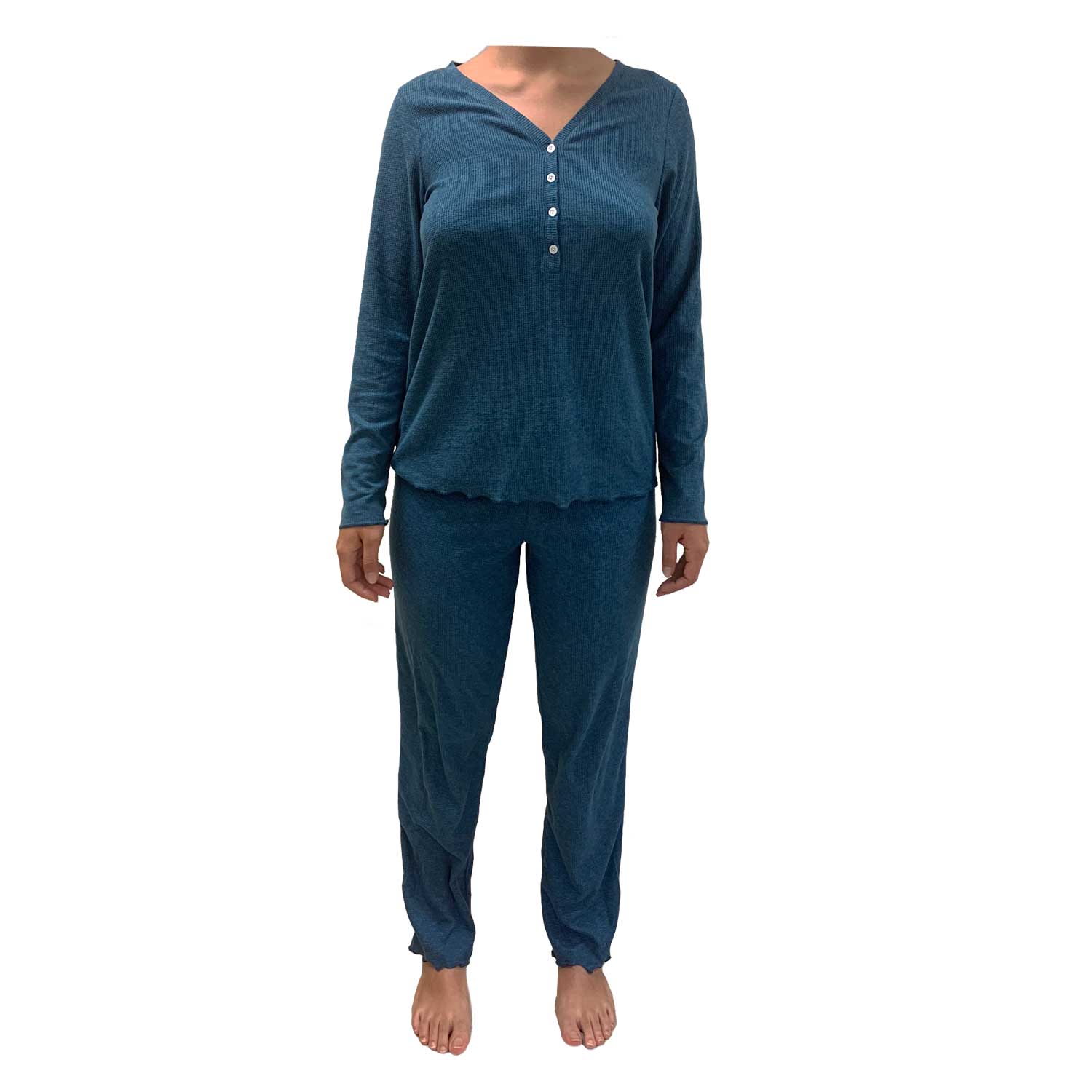 Eddie Bauer Ladies' Sleep Pajama 2 Piece Set Long Sleeve Henley and Pa –  Kasa Style
