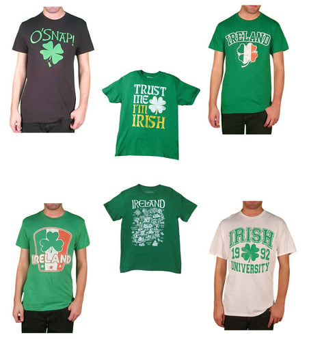 St. Patrick's Day Fifth Sun Men's Ireland Map Flag Shamrock Tee T-Shirt