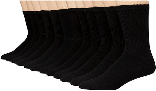 Hanes Men's Ultimate Double Tough FreshIQ Crew Socks Black 6-12 (12 Pack)