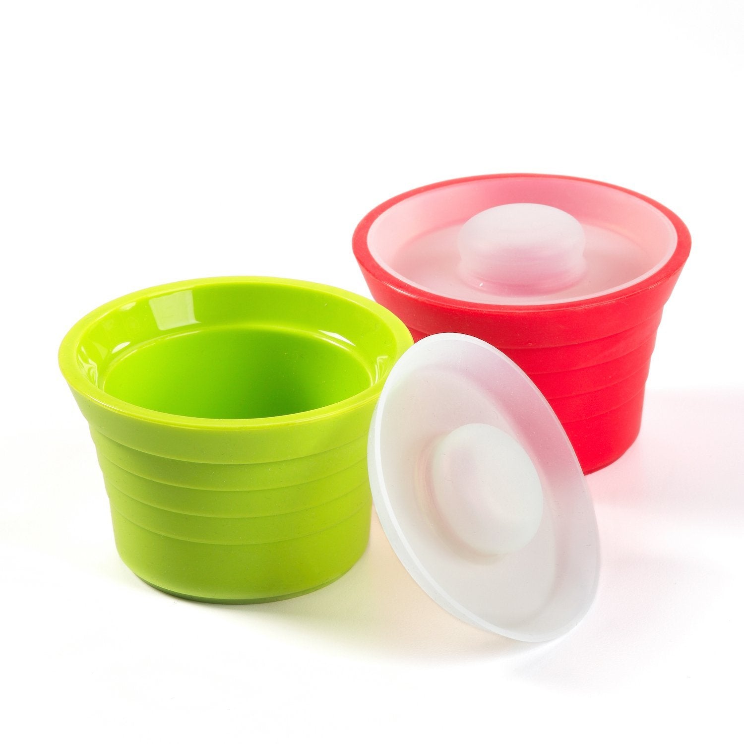 Kinderville 2-Pack 3.5 Ounce Little Bites Storage Silicone Jars Green/Red
