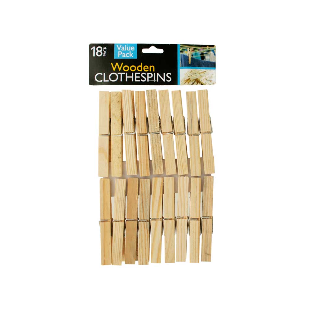 Wooden Clothespins 18-Piece x 2 Easy To Use (Pack Of 2)