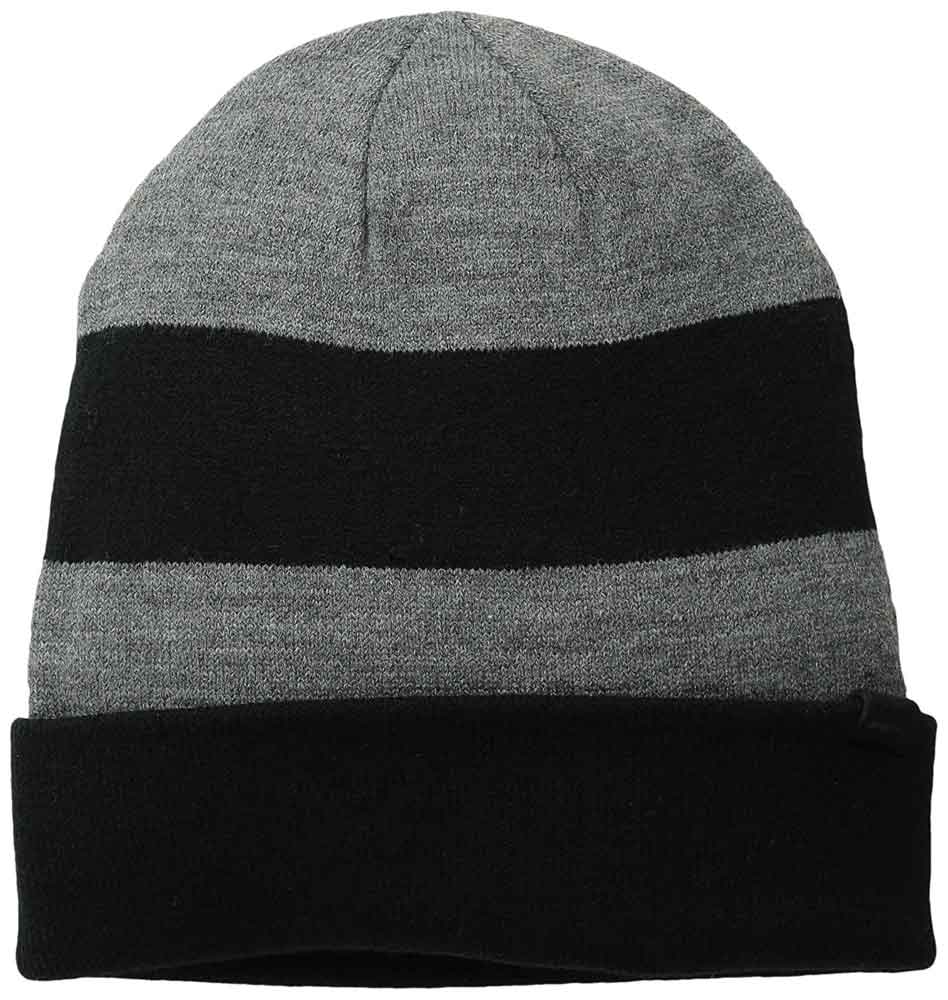 Levi's Men Cuffed Knit Beanie Hat Striped Grey Black One Size
