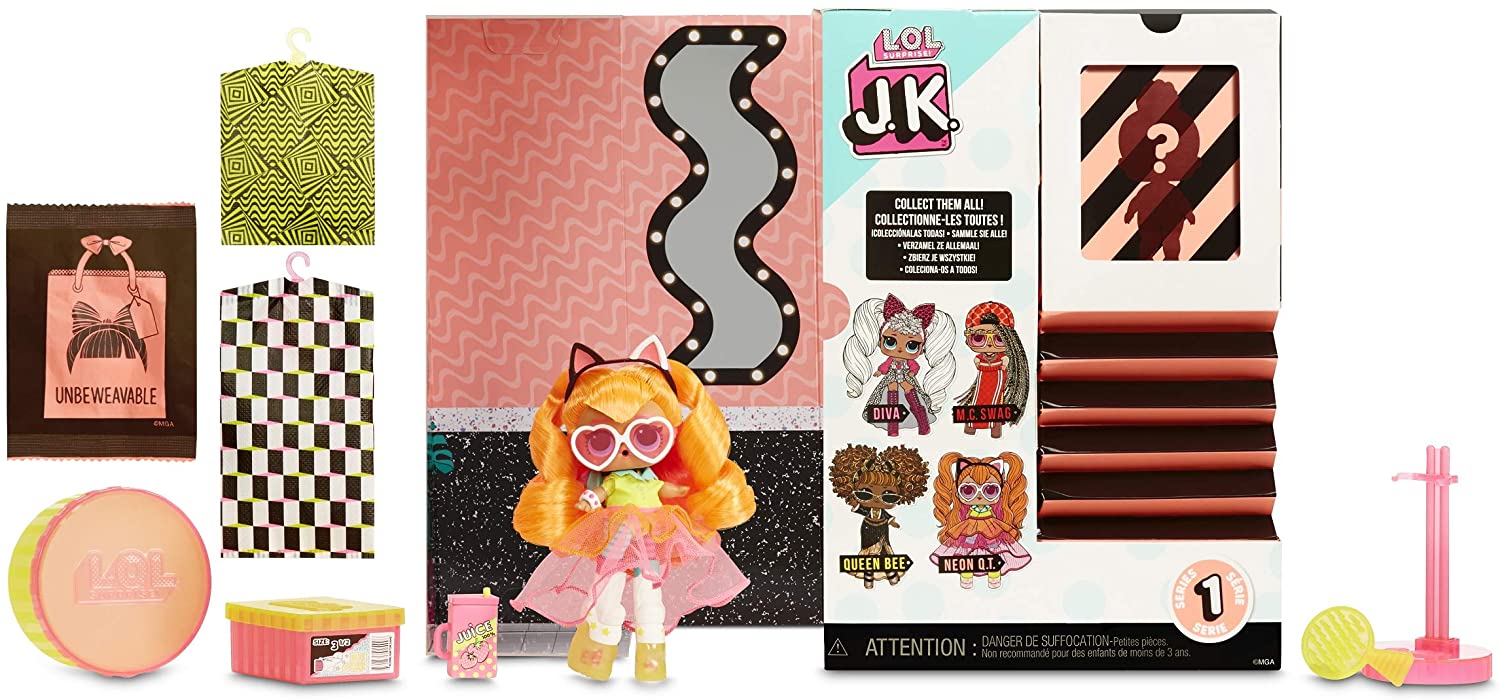 LOL Surprise JK Mini Fashion Doll Neon Q.T. 15 Surprises Dress Up Doll Outfits