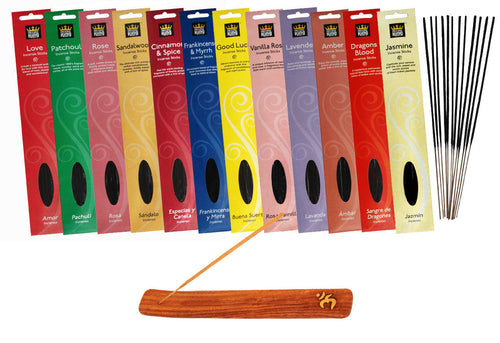 King Fragrance Aromatherapy 15gm Sticks Incense 12 Pack Set W Ash Catcher