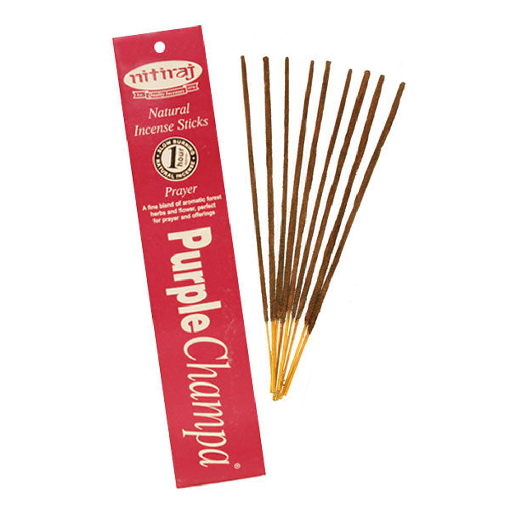 Nitiraj Natural Champa Incense Slow Burning 1hr. Sticks 10gr. 2 Pack Set