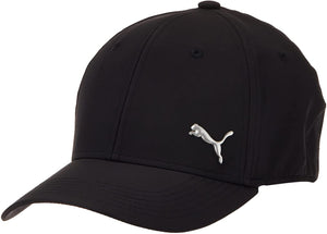 PUMA Stretch Fit Baseball Cap Hat Black Silver L/XL