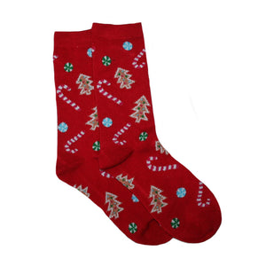 Shine Christmas Holiday Candy Cane/Tree Women Crew Socks 1 Pair