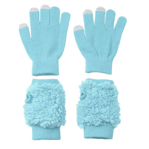 SO Girl Teddy Fur Touch Magic Texting Glove Hand Warmer Set