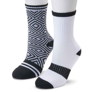 So Women Crew Socks 2 Pair Grey/Black/White 9-11