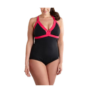 Sonoma Life + Style Halter One Piece Misses Black Pink Swimwear Swimsuit 18W