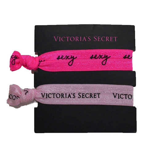Victoria's Secret Elastic Hair Tie Band Light Pink Sexy Fuchsia 2 Pack